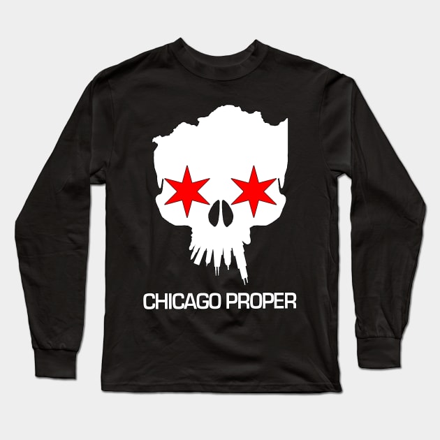 Chicago Proper White Skull Long Sleeve T-Shirt by Chicago Proper